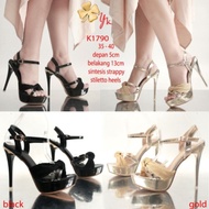 YKshoes 1790 heels 13cm strappy stiletto heels black gold party heels