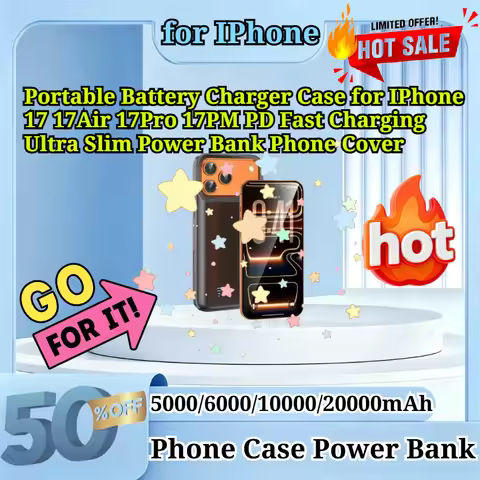 5000mAh/6000mAh Portable Battery Charger Case for IPhone 17 17Air 17Pro 17PM PD Fast Charging Ultra 