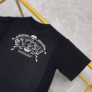 HJST Evisu Original QualityEVFu Shen's Flower Logo Letter Printing Cal round Neck Short Sleeves Half-Sleeved LooseTT-shirt for Men and Women