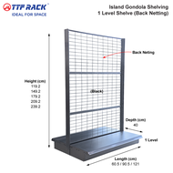 TTF Rack™ (ISLAND GONDOLA 1 LEVEL) Island Gondola Back Netting with BOTTOM ONLY