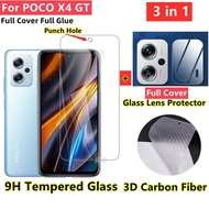 POCO X4 GT Tempered Glass POCO X5 Pro 5G POCO F3 X3 GT Pro NFC Screen Protector 3in1 Full Cover screen Camera Lens