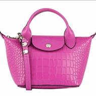 Tas longchamp Original - Le Pliage Cuir Mini Croc Fuschia