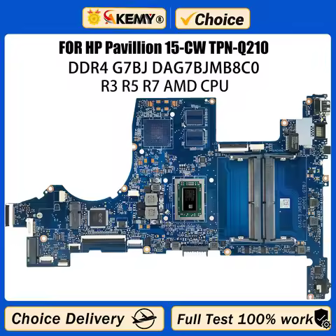 For HP Pavillion 15-CW TPN-Q210 Laptop Motherboard Mainboard R3 R5 R7 AMD CPU DDR4 G7BJ DAG7BJMB8C0