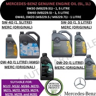 MERCEDES-BENZ GENUINE FULLY SYNTHETIC ENGINE OIL - 5W30 (1L, 5L), 5W40 (1L, 5L), 0W40 (AMG) (1L), 0W