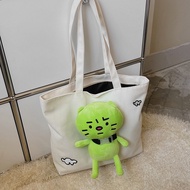 Anxious Green Catwoman Bag ins Anxious Cat Shoulder Bag Large Capacity Canvas Bag Cartoon Cute Girl 
