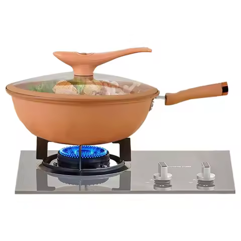 Non-Stick Clay Wok With Steamer Basket Clay Wok Micro-pressure Wok Multifunctional Non-stick Househo