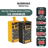 Pin Sạc Dự Phòng 50000mah Tặng cáp sạc nhanh PD 22.5w Trong Suốt Có đồng hồ Hiển Thị Thông Số Sạc Hà