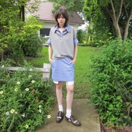 Tohns Double Layered Polo Shirt & Skirt เซ็ตเสื้อโปโล + กระโปรง ลุคมินิมอลเกาหลี เรียบง่าย