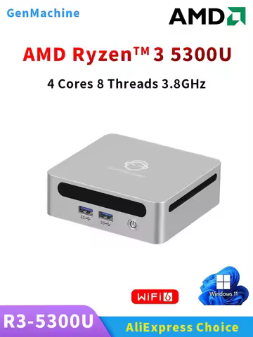 GenMachine New Mini PC AMD 4300U Processor Windows 11 Ryzen 2.7GHz Up to 3.7GHz DDR4 Wifi6 HDMI Pc G