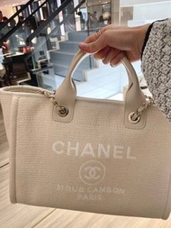 Chanel deauville 米白色沙灘袋袋 沙灘包 small size 香港Chanel專門店購入