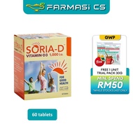 PROMO Live-Well Soria-D Vitamin D3 1000 i.u 60 Tablets EXP:03/2028 [ Soria-d Sunshine Vitamin Farmas