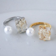 滿天星乾燥花飾戒指開口戒指 / 13號，可自由調整尺寸