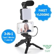 [Expert] TNW Package Vlogging Kit Combo Youtuber Tripod + Microphone + LED Light