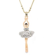 法國品牌Les Nereides 優雅芭蕾女伶銀色奧地利水鑽金色項鍊