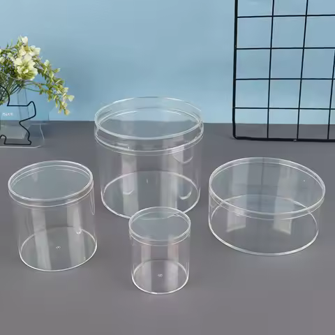 1Pc Acrylic Candy Box Transparent Plastic Round Cake Dessert Box Chocolate Wedding Party Favor Packa