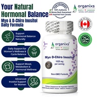 Organixs Canadian Made Myo-Inositol & D-Chiro Inositol 1025mg for PCOS Support - 60 Veggie Cap's