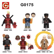 G0175 Marvel X-Men Deadpool Anime Building Blocks Lady Deadpool Balde Human Torch Action Figure Acce