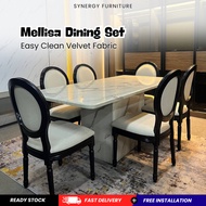 mellisa dining set meja makan 6 kerusi 8 kerusi 10 kerusi meja simple full marble solid marble premi