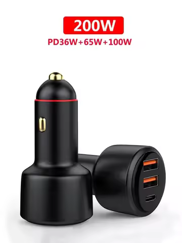 200W USB PD Car Charger 3port Super Fast Charger2.0 100W 65W SuperCharge QC3.0 for Honor Xiaomi Vivo