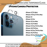 (KACA) iPhone 11/12/13/14/15/Pro/Pro Max/Plus/Mini 3D Full Camera Protector Tempered Glass Pelindung Kamera