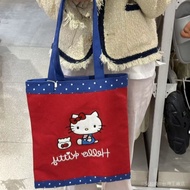 Taiwan Shipping High-Value Cat Blue Denim Canvas Bag Female 2025 Cute Cartoon Large-Capacity Handbag