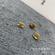 T Tiger Eye CE Combination Earrings Natural Stone c-Shaped Gemstone Earrings Hair Crystal Retro Arc 