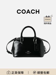 COACH Lara 22貝殼包手挽袋黑色牛皮革時尚耐磨實用[平行進口]