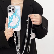 {ZDJFNH} 【1.3M】CASETiFY Metal Heart Chain Phone Strap Universal Crossbody Phone Lanyard with Patch A