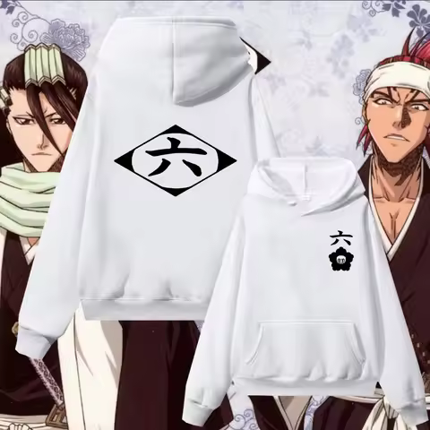 Anime Bleach Kuchiki Byakuya Abarai Renji Hoodies sweatshirt Cosplay Gotei 6 Streetwear Man Woman ov