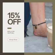 MELVIN (initial) - Simple initial Rope Bracelet initial Bracelet Unisex Bracelet Letter Bracelet Nam