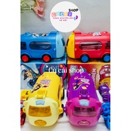 Bus-shaped multitasking water bottle for children