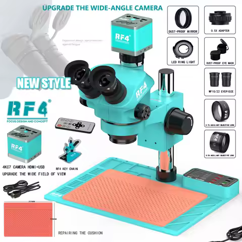 RF4 Triocular Stereo Microscope With USB Interface Charger 4K Camera Mobile Phone Repair Special Doc