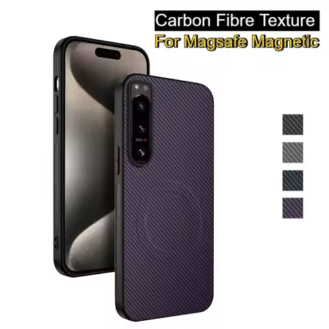 Carbon Fiber Texture Magnetic Case for Sony Xperia 1 V II VI 5 III 5 II Magsafe Wireless Charging Ma