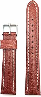 18mm Honey Brown Genuine Leather Watch Band | Buffalo Grain, Lightly Padded, Sporty Replacement Wris