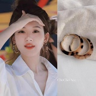 May I Dazzle Zhao Lusi Leopard Print Big Circle Earrings Exaggerated Autumn Winter High-End Temperam