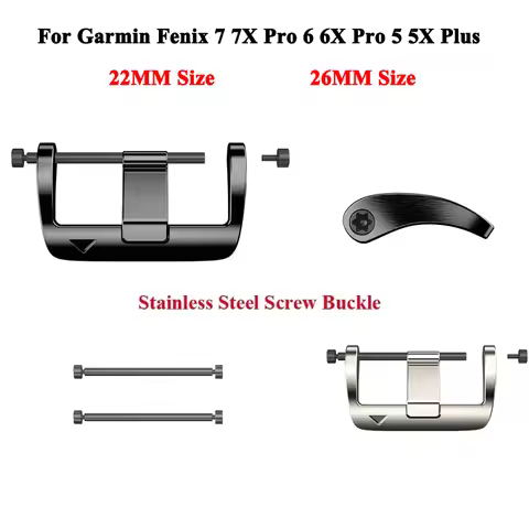 22 26mm Quick Fit Stainless Steel Screw Buckle for Garmin Fenix 7 7X Pro 6X 6 Fenix 5X 5 3 3HR Watch