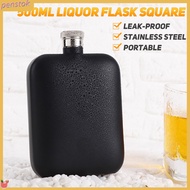 PEN|  5 Ounces Liquor Flask Square Leak-proof Portable Stainless Steel Black Pocket Flask for Outdoor