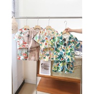 [Hot-Selling Style] Handsome Boy Style Shirt Set Boy Vacation Thin Short-Sleeved Shorts Baby Clothes