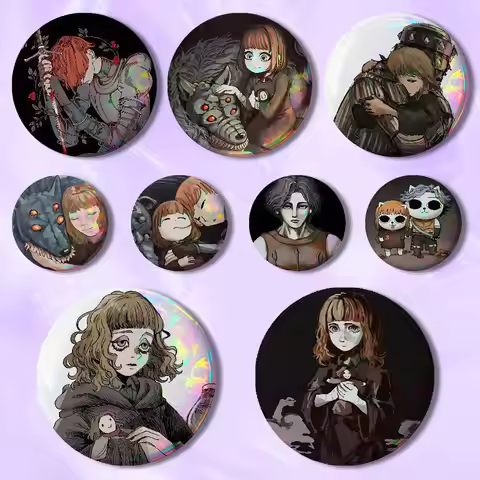 Game F-Fear And H-Hunger 58mm 44mm HD Print Brooch Badges Pretty Derby Round Display Brooches Lapel 