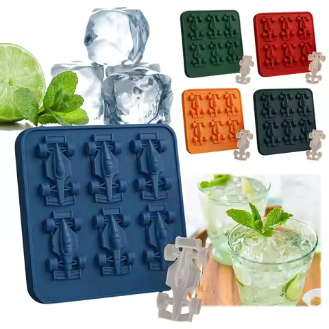3D Formula Racing Car Silicone Molds with 6-Cavity Silicone Fondant Cake Mold Tray for Kids Chocolat