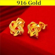Gold 916 Original Earrings Trendy Simple Female Small Earring for Women Korean Gold Bangkok Earrings