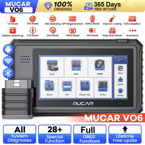 Global Version MUCAR VO6 OBD2 Scanner CANFD All Systems Diagnostic 28 Reset Sevice Auto VIN Scan 32G