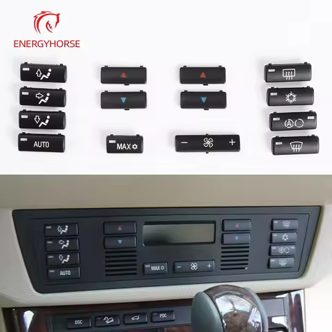 For BMW E39 E53 Car Center Console Climate A/C Control Panel Switch Buttons Cover Caps Key Replaceme