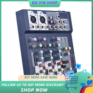 4-channel Mixing Console &amp; Aux Paths Plus Effects Processor Digital Audio Mixer 3-band EQ Built-in 48V Phantom Power 4 Channels Mixer with USB Function for Home Studio Recording DJ Network Live Broadcast Karaoke