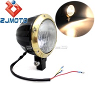 Motorcycle Retro Custom Headlight 3.5" Brass Ring Front Head Lamp For Harley Honda Yamaha CG125 GN12