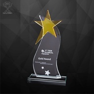 9226 Crystal Glass Star Trophy Plaque (HADIAH SUKAN DAN HADIAH ANUGERAH CEMERLANG) Plak cenderahati