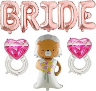 8 Pcs Giant BRIDE Foil Balloons 40inch Bride Balloon Silver Letters Banner Ring Mylar Balloons for W