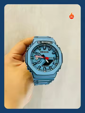 Dual Display LED Digital Electronic Comic Watch Full Function World Time Large Dial Oak Collection