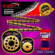 415G-108L KRISS110 CT110 KRISS120 ACE115 KRISS2 MODENAS HTM RACING CHAIN SPROCKET 415 HBG 415HBG SPROCKET CHAIN GOLD SET HTM FIREKING 415G - 108L KRISS 110 CT 110 KRISS 120 ACE 115 KRISS 2