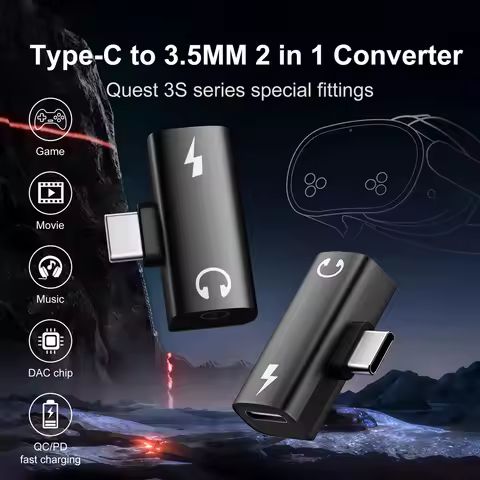 2-in-1 USB Type C To 3.5mm Headphone and Charger Adapter with Aux Audio Jack PD 30W USB C To Type-C 